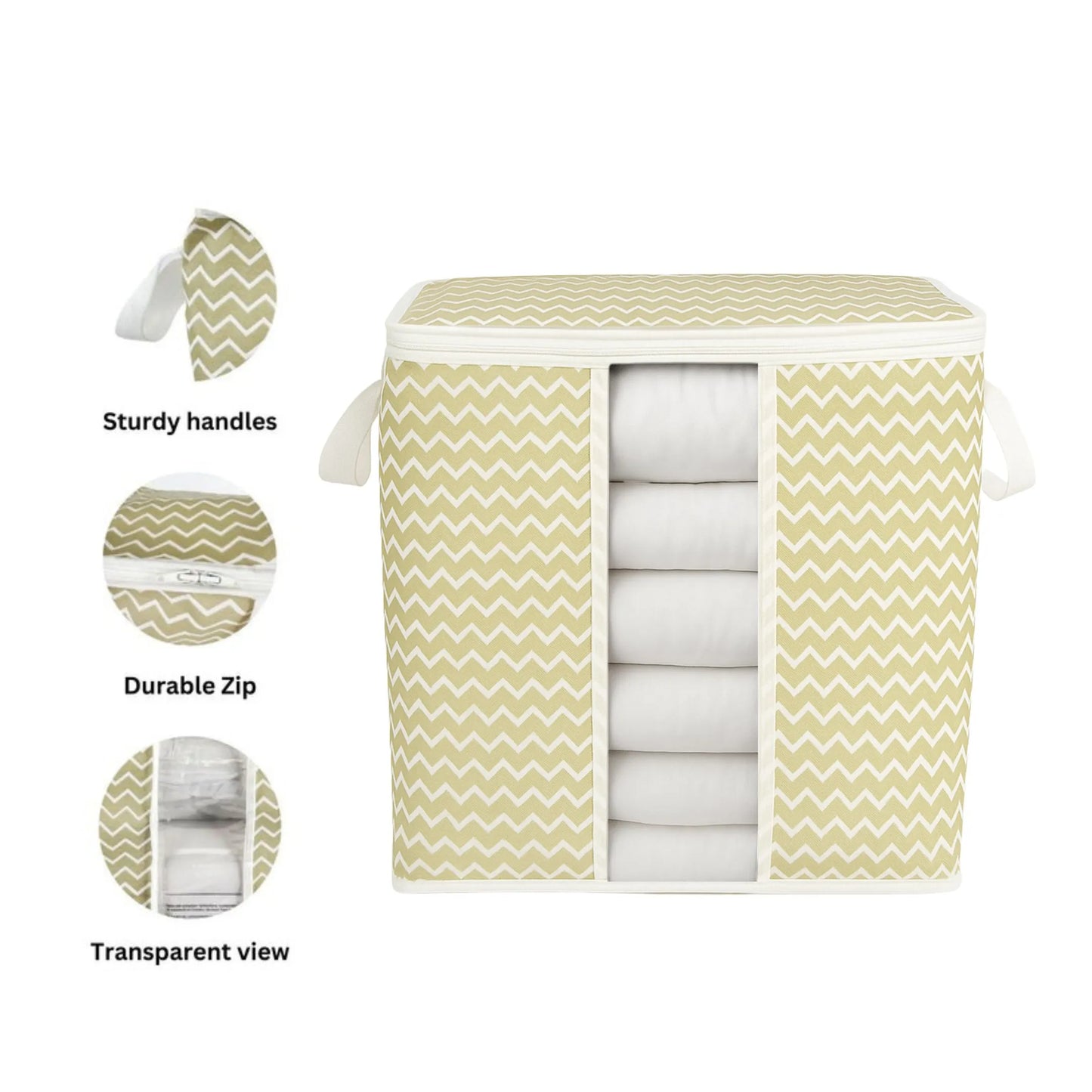 Durable white striped fabric close-up of Qoolish foldable storage bag