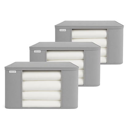 Large fabric storage bag with transparent window for storing clothes, bedding, quilts, and home essentials.