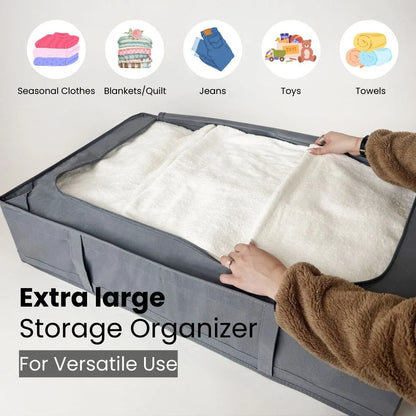 Foldable grey underbed organizer perfect for compact and modern homes.