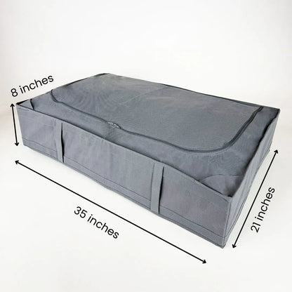 Compact underbed storage bag with reinforced handles for easy sliding.